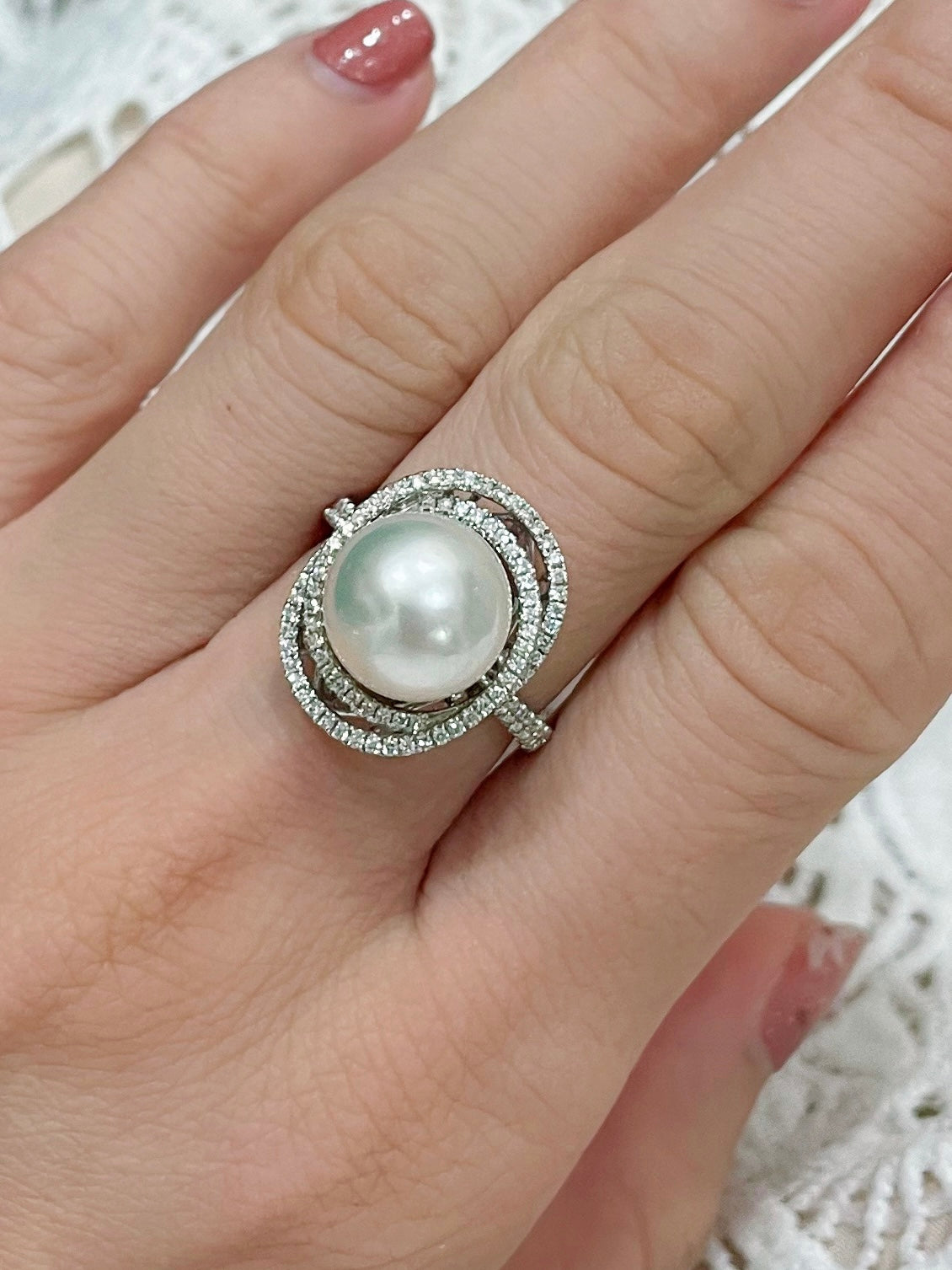 South sea pearl and diamond ring Clearance