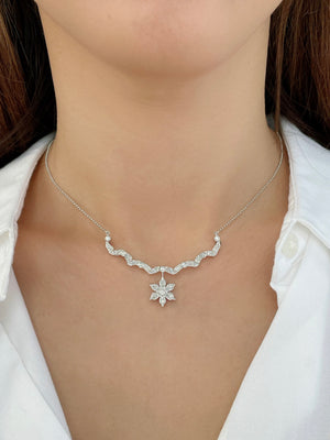 Diamond Snowflake Magnetic Convertible Pendant Necklace