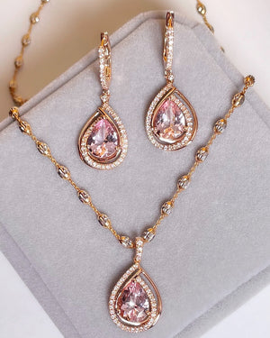 Teardrop Pink Morganite & Diamond Earrings