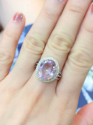 Pink Amethyst & Diamond Cocktail Ring - Johnny Jewelry