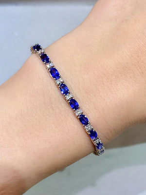 Sapphire & Diamond Tennis Bracelet - Johnny Jewelry