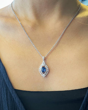 Lacy Marquise Blue Sapphire & Diamond Pendant