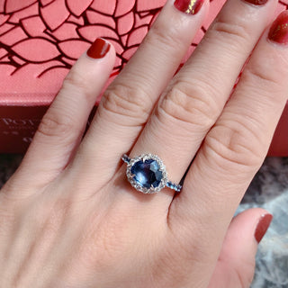 Rose Cut Pastel Blue Sapphire & Diamond Ring