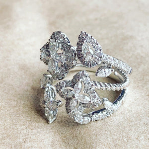 Full Bloom Fancy Cut Diamond Ring - Johnny Jewelry