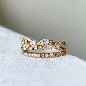 Stackable Marquise & Round Diamond Split Band