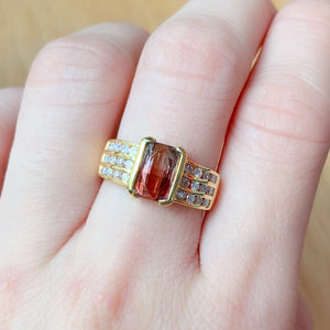 Semi Bezel Bi-color Tourmaline & Diamond Ring - Johnny Jewelry