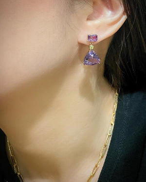 Rose de France Amethyst & Yellow Sapphire Drop Earrings