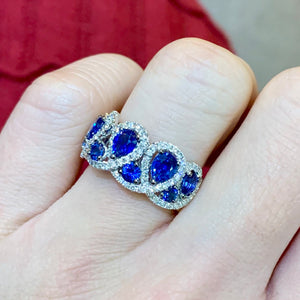 Crown Blue Sapphire & Diamond Ring - Johnny Jewelry