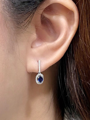 Dainty Sapphire & Diamond Dangling Earrings