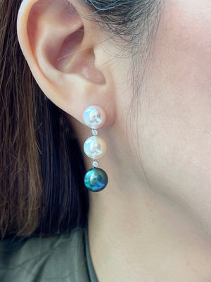 Trilogy Multicolor Pearl & Diamond Earrings